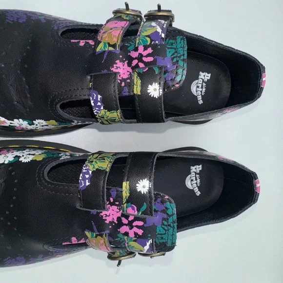 Dr Martens 8065 Vintage Floral Leather Mary Jane Shoes Women's 9 Double Buckle - Picture 15 of 15